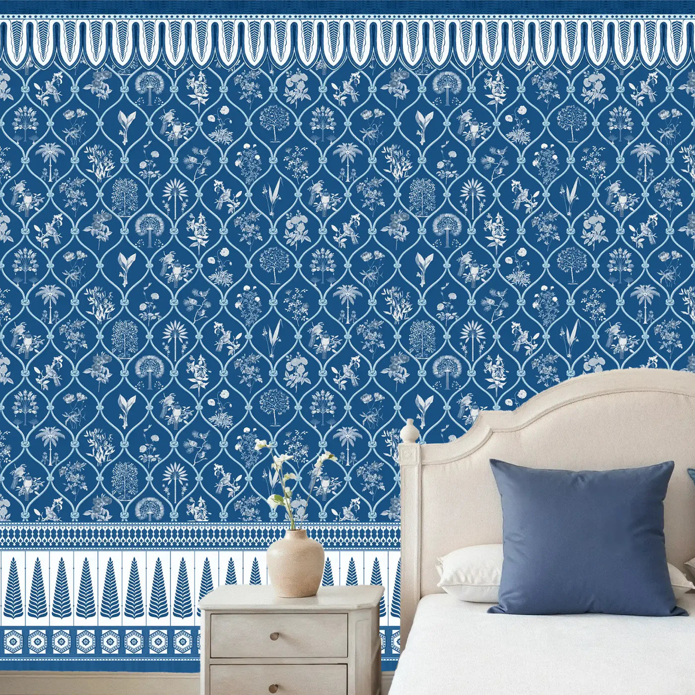 Patterned Legacies: “Indigo Jaali” Wallpaper