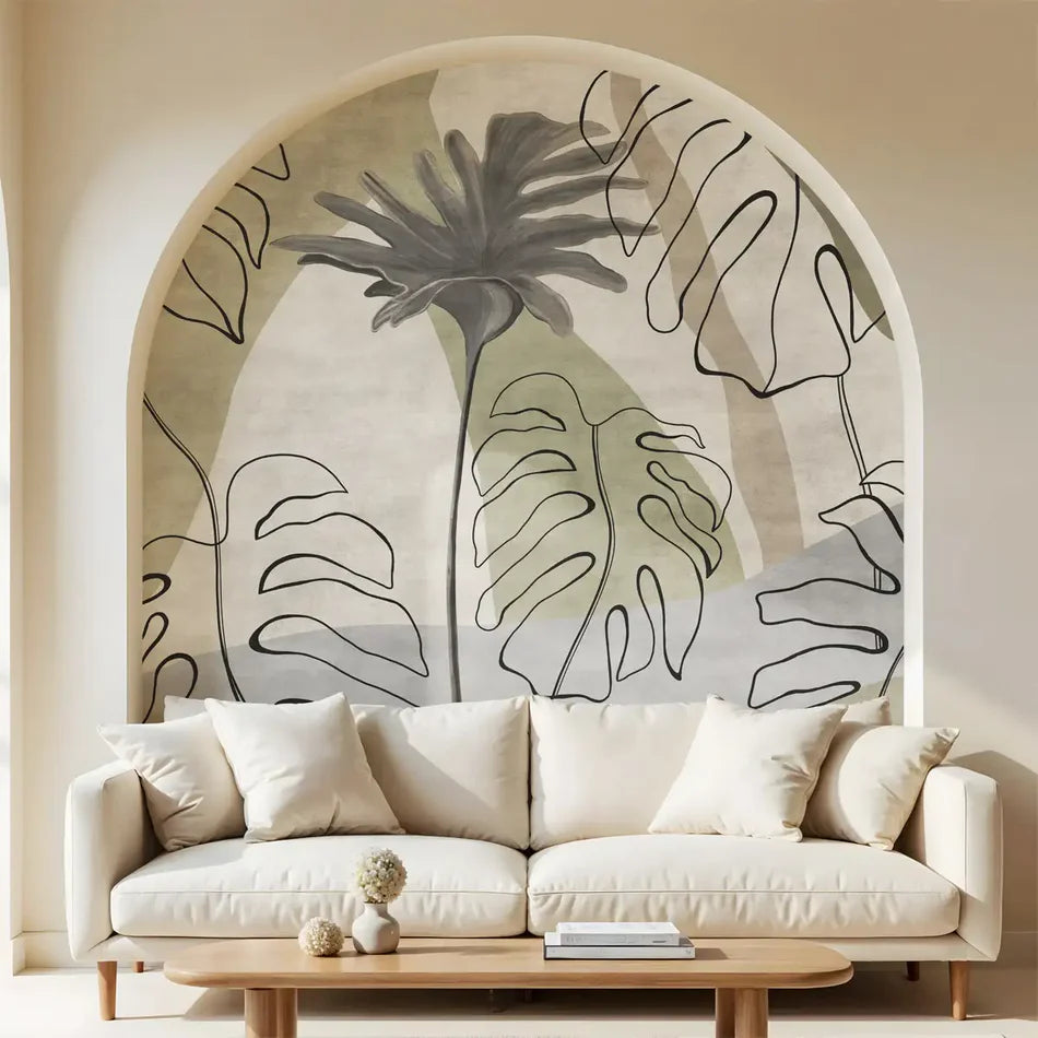 Organic Calm Aranya Tropical Leaf wallpaper - Customized abstract leaf wallpaper