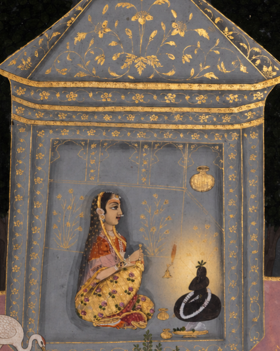 Handpainted – “Chandrika Upasana”: Celestial Devotional Painting