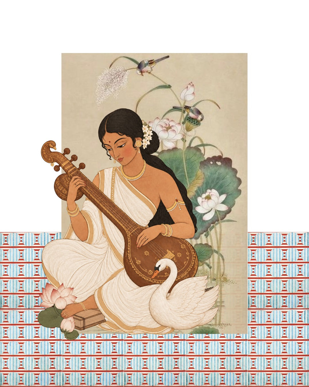 Art print - 'Veenapani' The Muse of Music - Indian Contemporary Print