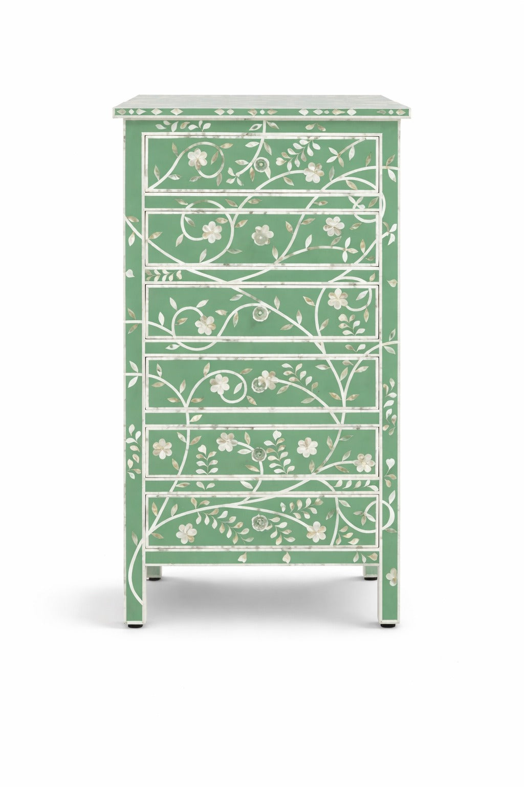 Verdant Bloom Mother of Pearl Inlay Chest