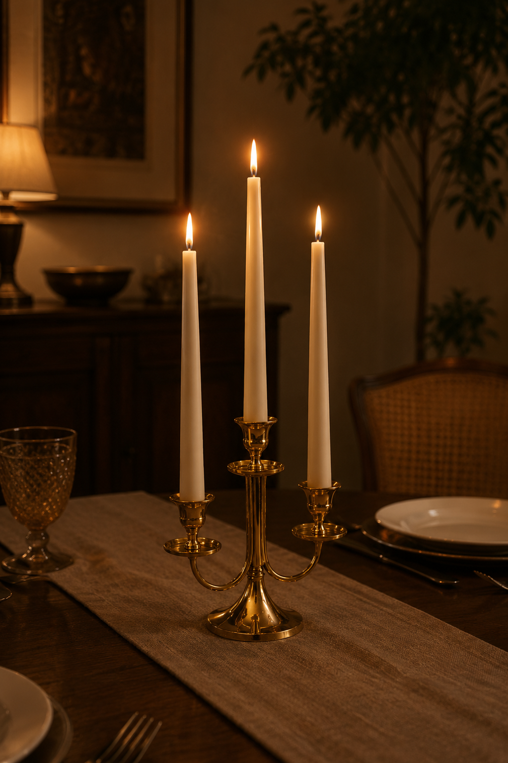 Victorian Triple Candelabra In Brass