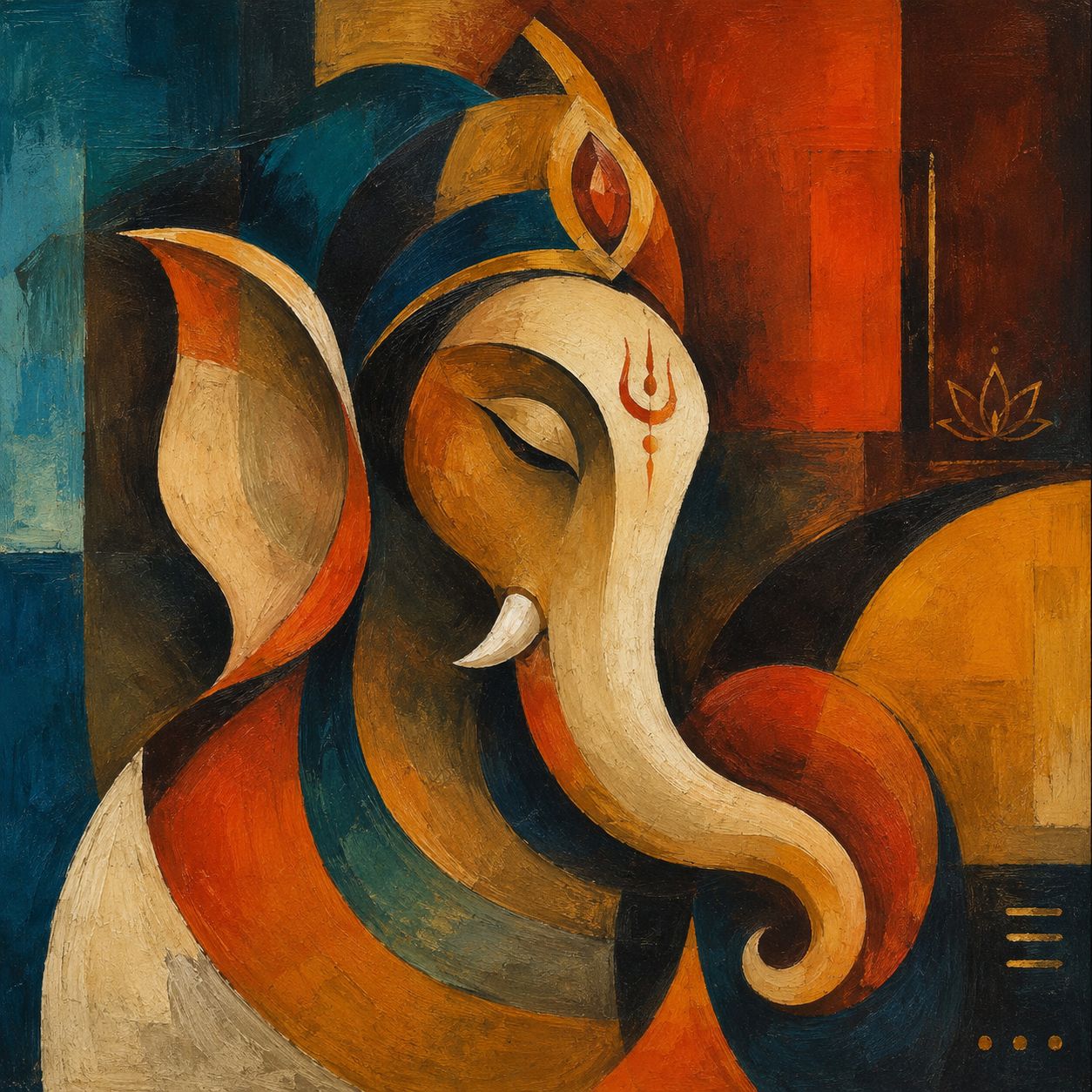 Pichwai – “Vighna Vinashak”: Cubist Ganesha