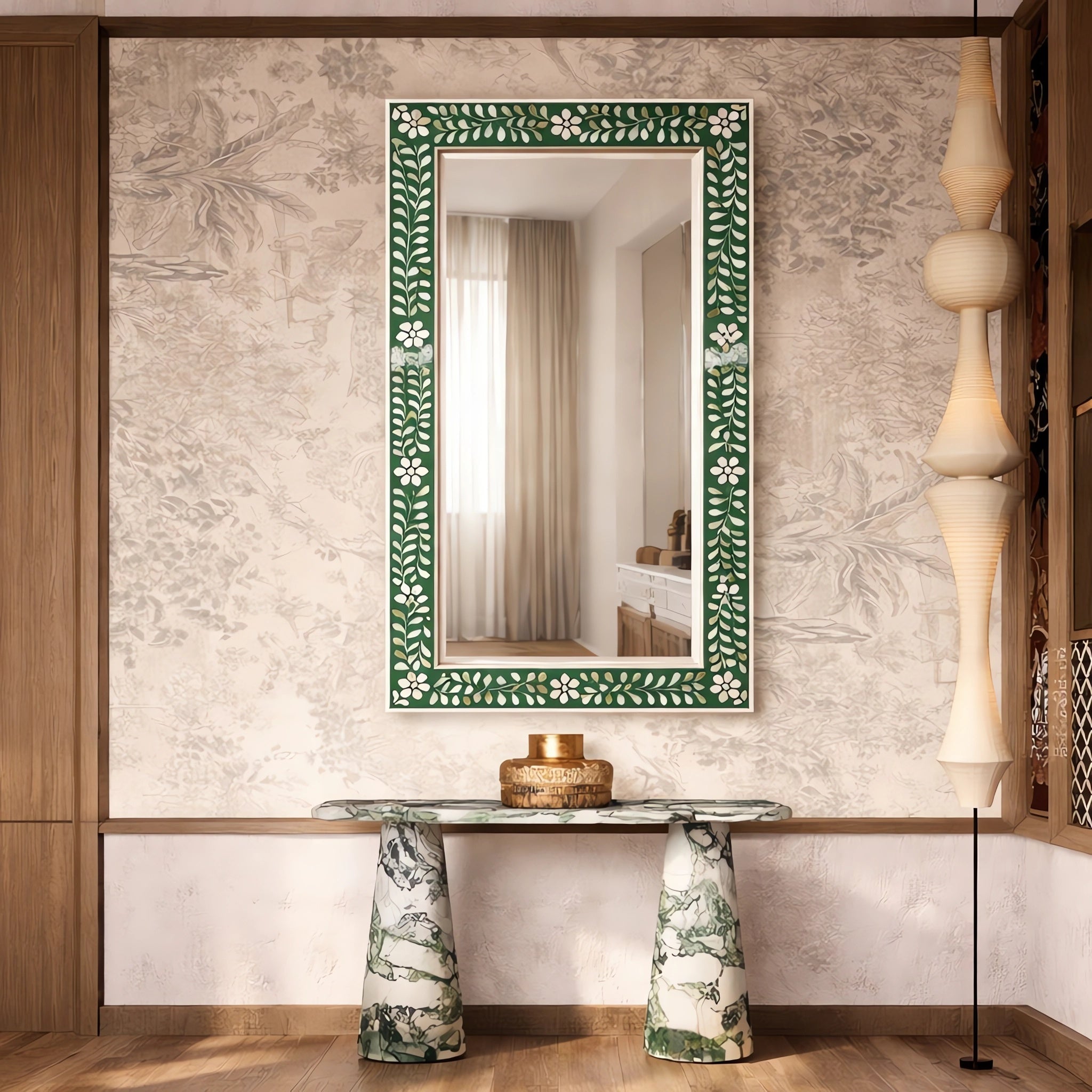 Vine Mother of Pearl Inlay Wall Mirror