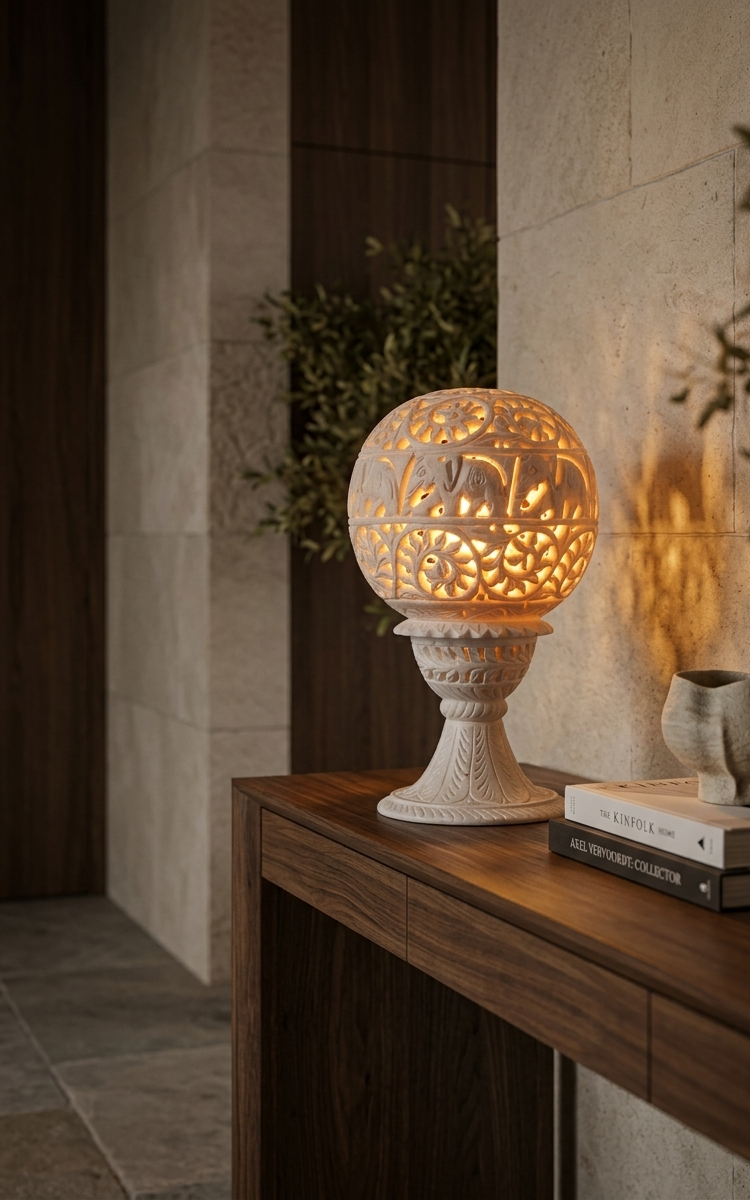 White Stone Intricate Lampshade