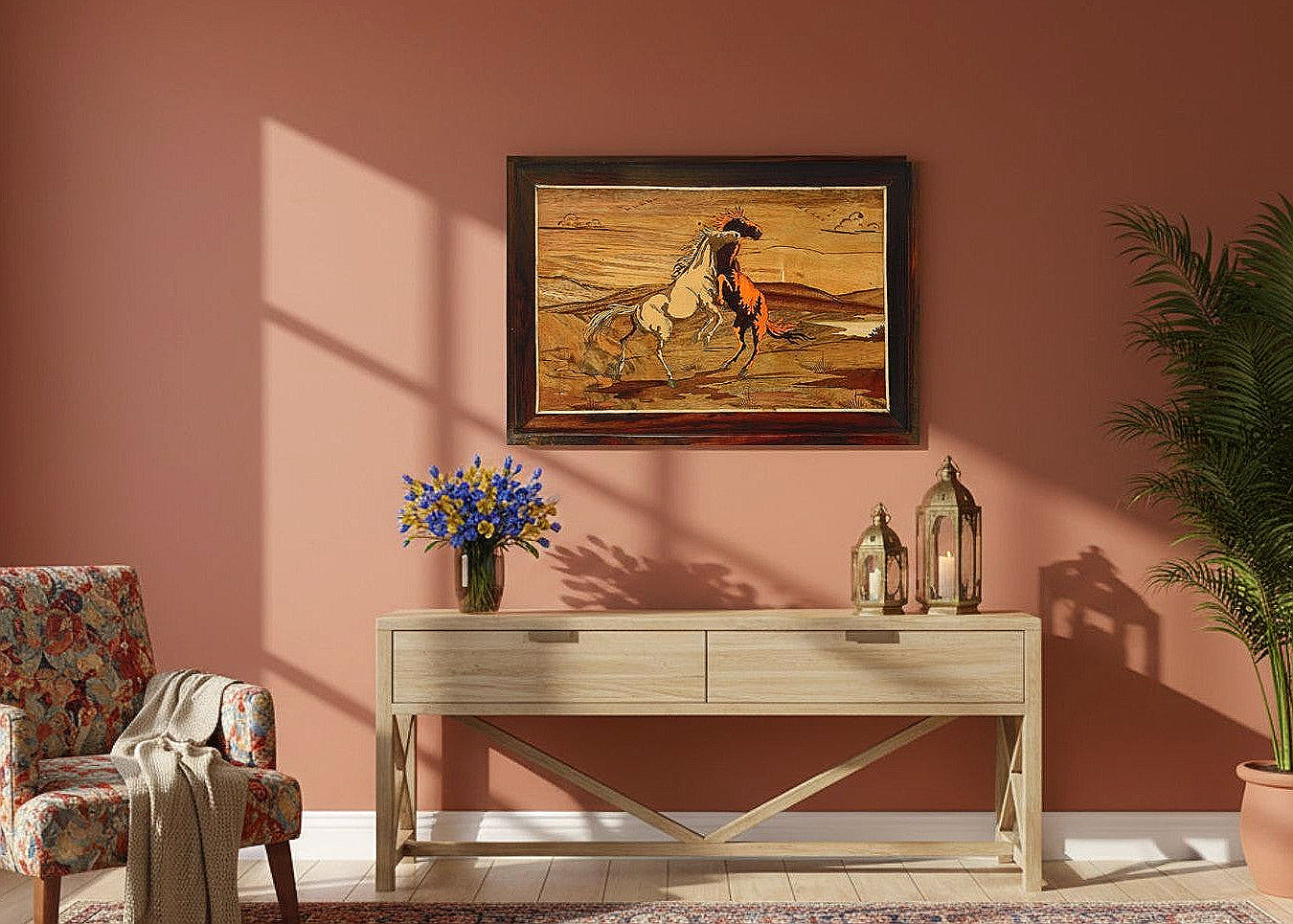 Mysore Rosewood Inlay – Horse Playing Theme