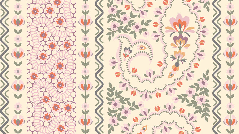 Naveli Suhaag wallpaper - customized pink floral pattern wallpaper for living room