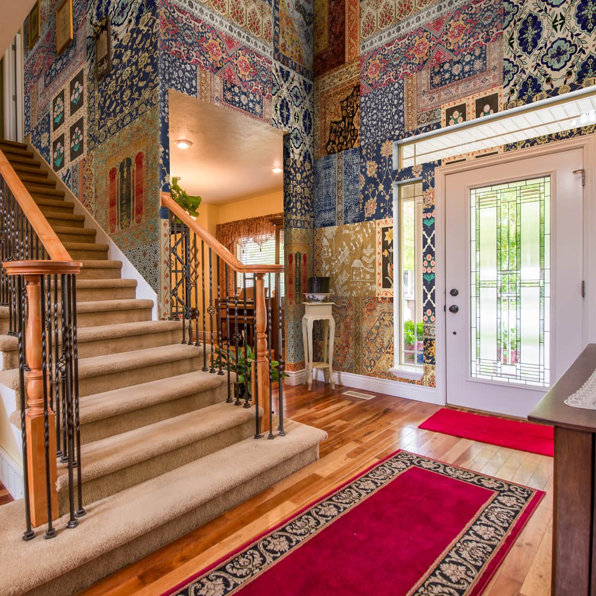 Elegant wall design inspired by Banaras silk looms showcasing intricate weave patterns and refined traditional artistry