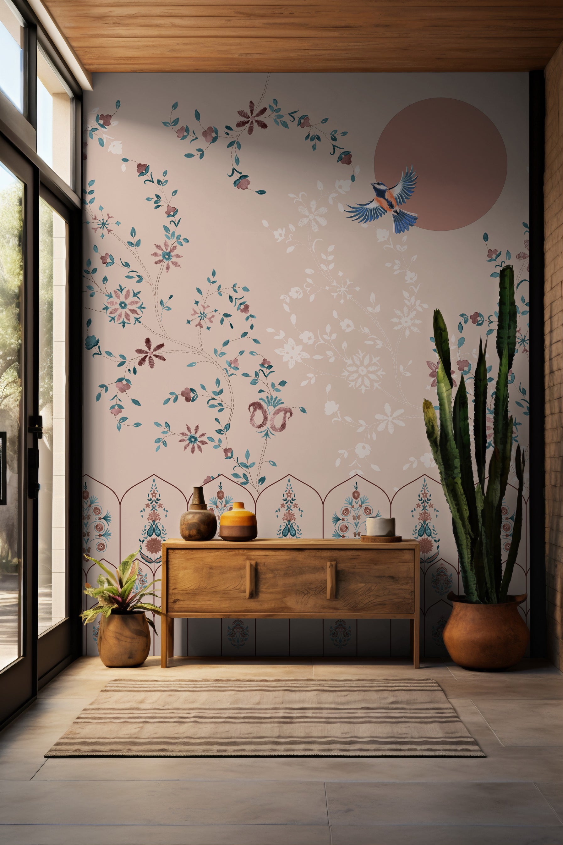 Blossom symphony wallpaper - Customized pink floral wallpaper