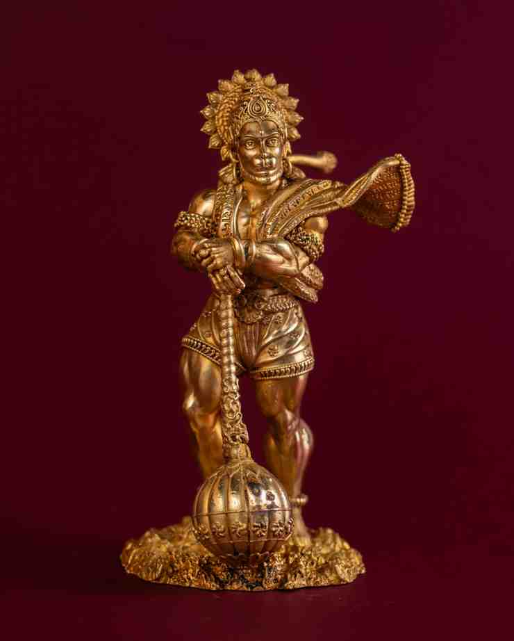 brass hanuman sculpture with fine details
