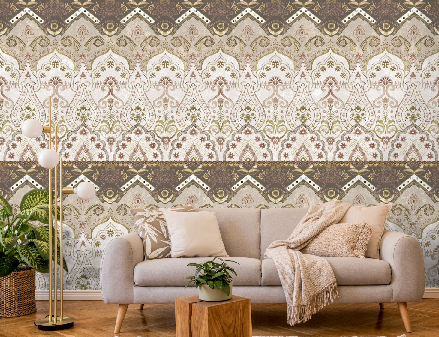 Timeless Motifs Butta wallpaper - Customized traditional motif wallpaper for living room
