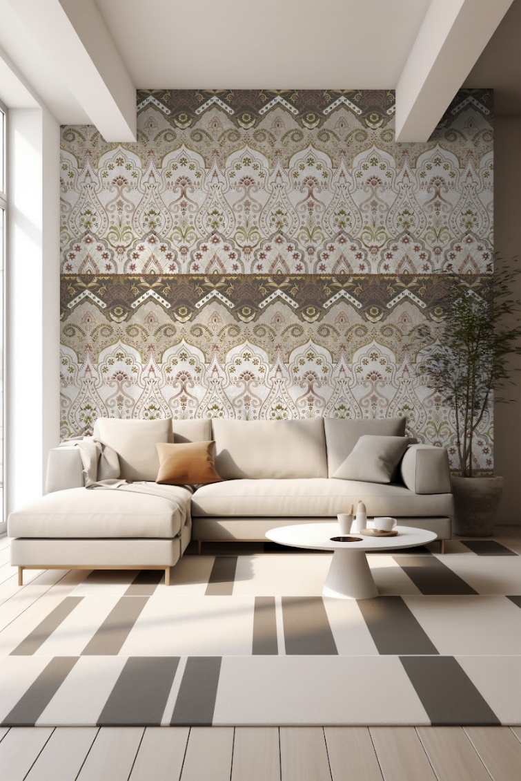 Timeless Motifs Butta wallpaper - Customized traditional motif wallpaper for living room