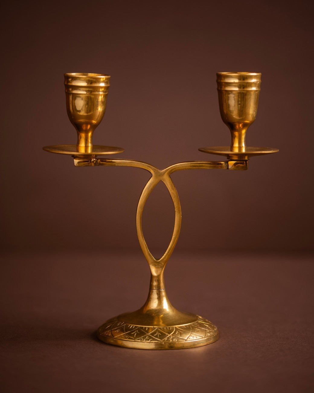 Brass double candelabra holder