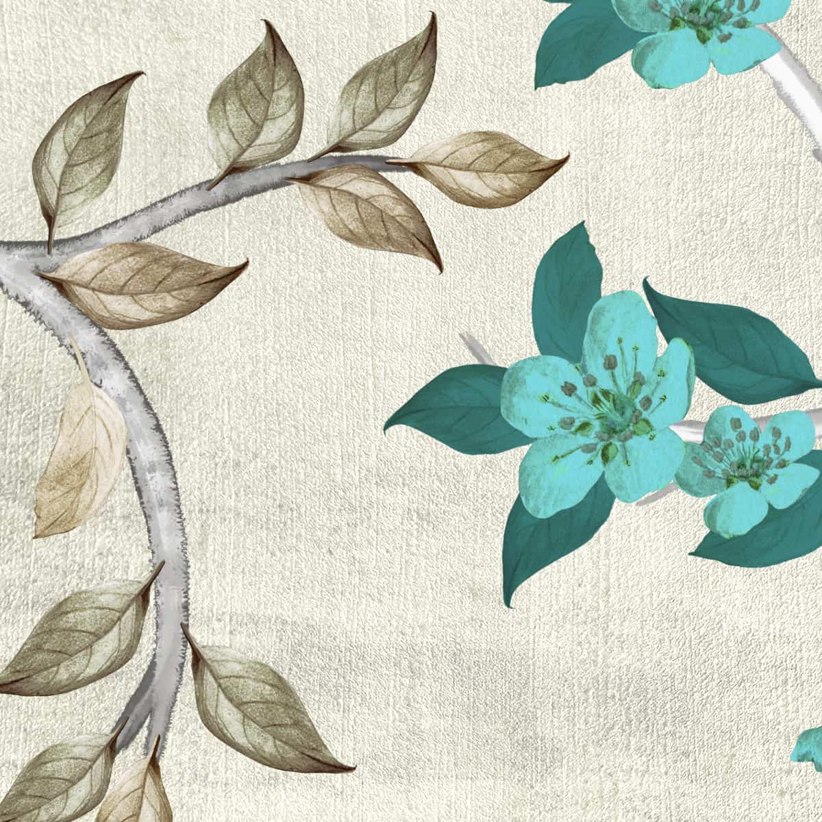Detailed chinoiserie botanical wallpaper with painted blossoms and foliage, ideal for sophisticated home décor with a global heritage aesthetic.