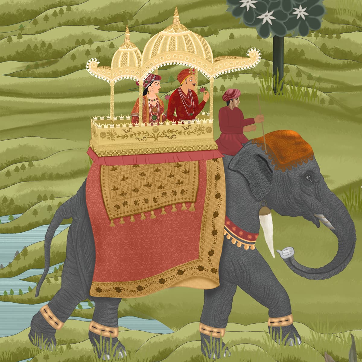 Bharat - Rich Indian Scenic Wallpaper - Customised wallpaper with elephant