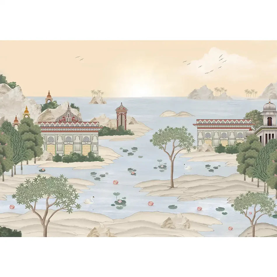 Royal Harmony Dream Palace wallpaper - Customized Indian wallpaper - Mughal style wallpaper for living room