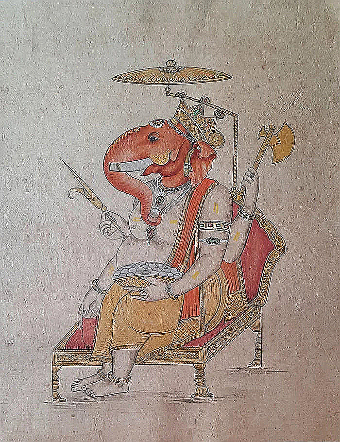 Handmade Ganesha Painting: Hindu God of Luck