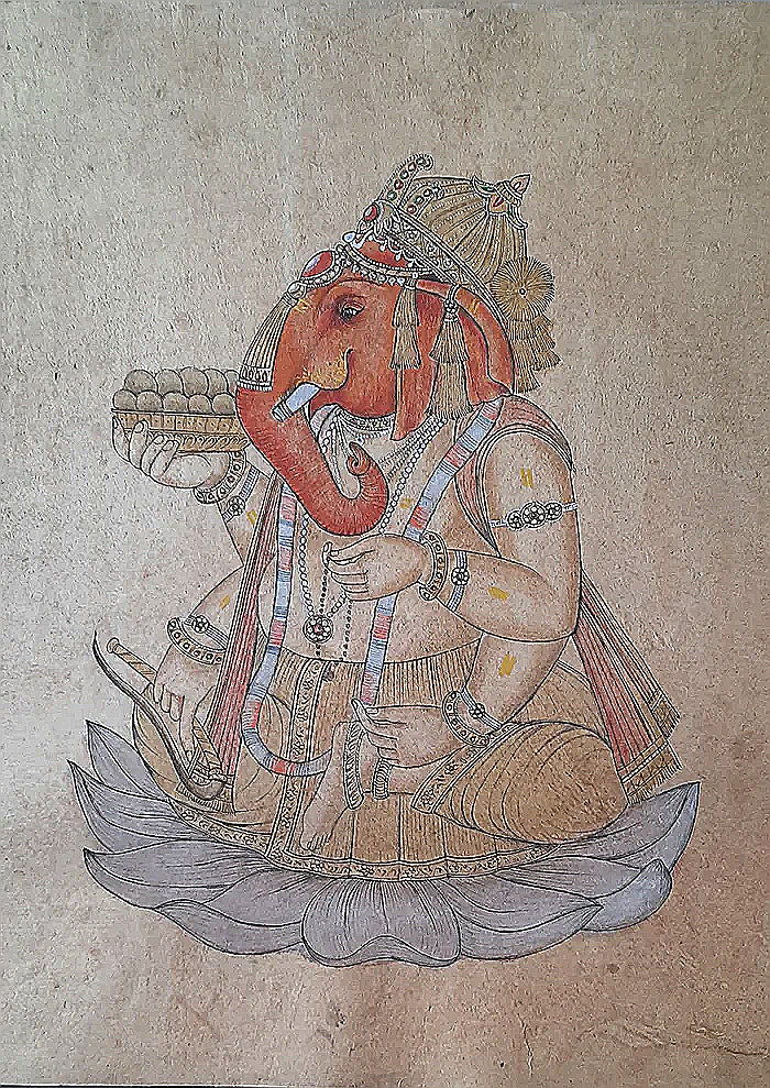 Handmade Ganesha Painting: Hindu God of Luck