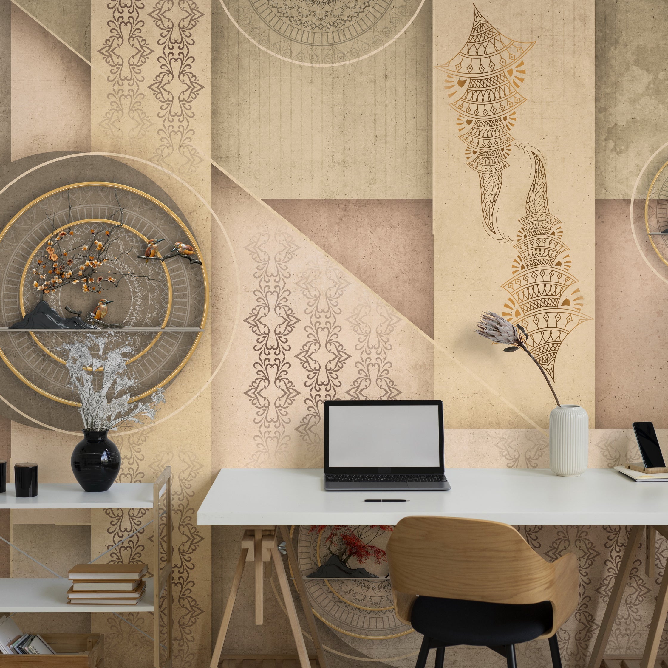 Geometric harmony wallpaper - Customized traditional geometrical wallpaper by Brahm