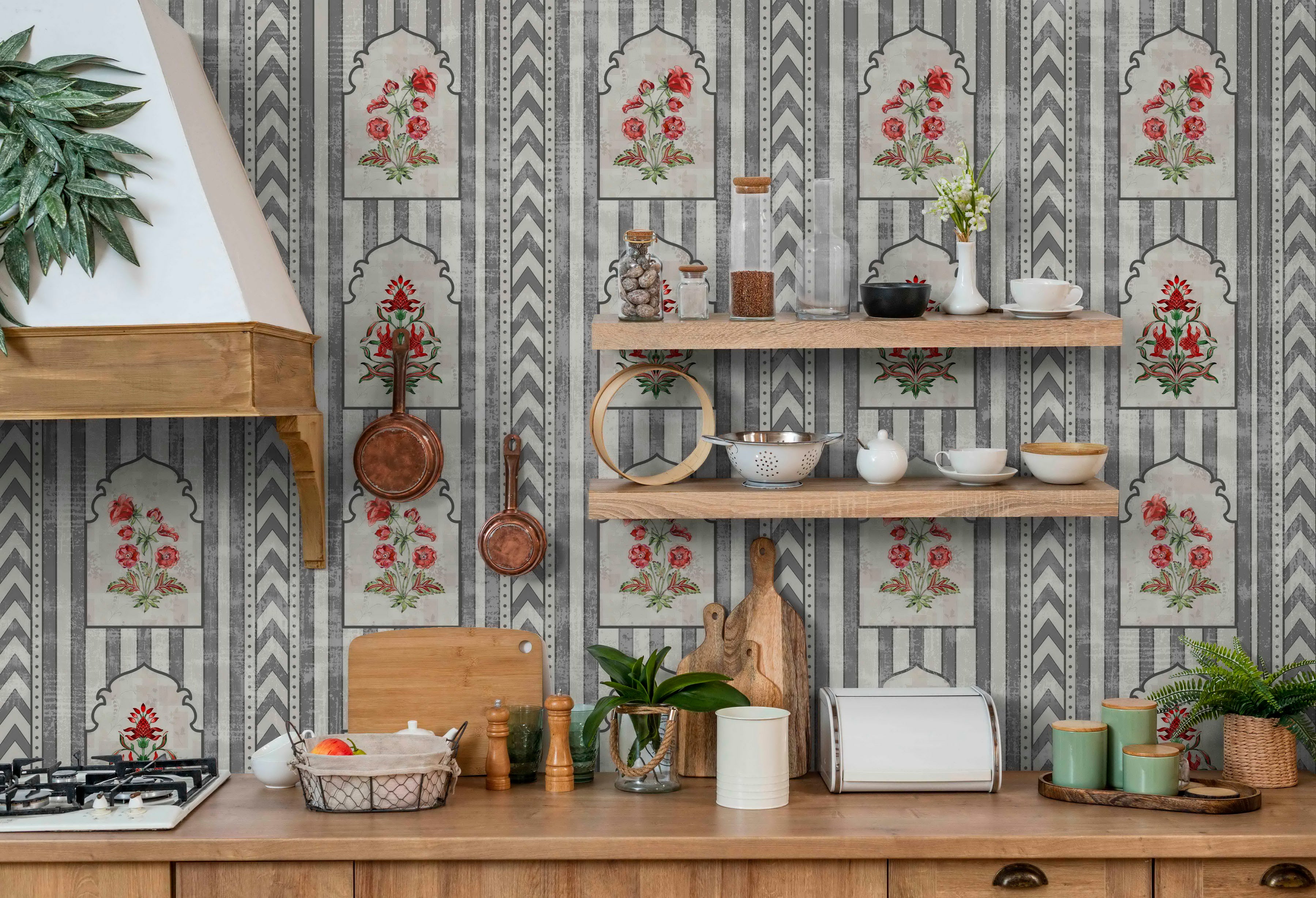 Elegant wall design inspired by Gulab Dwaar featuring rose arches and soft ornamental flow for refined interiors