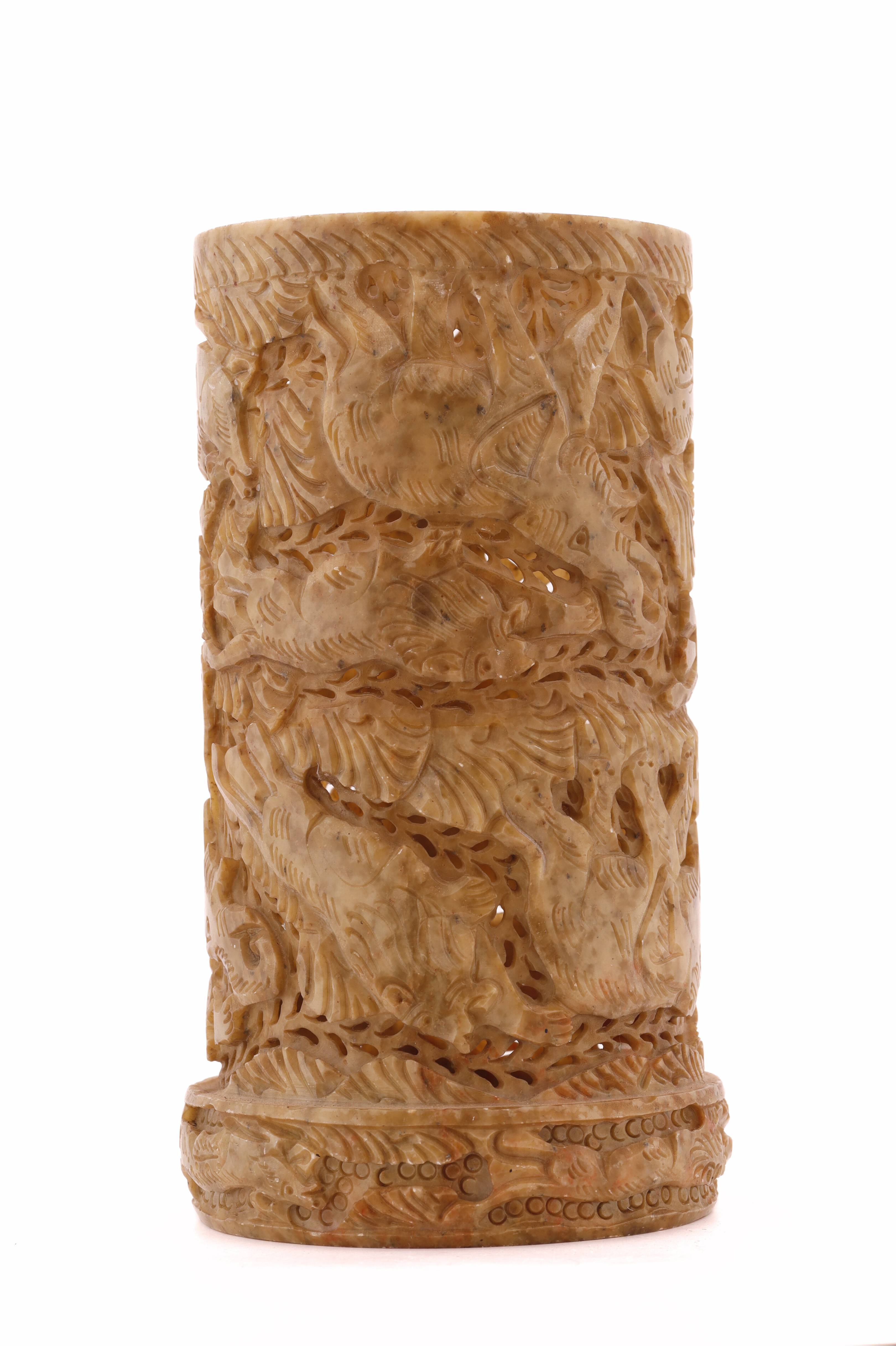 Handcrafted soapstone lampshade designed as a standing décor accent to create a calm and elegant interior glow