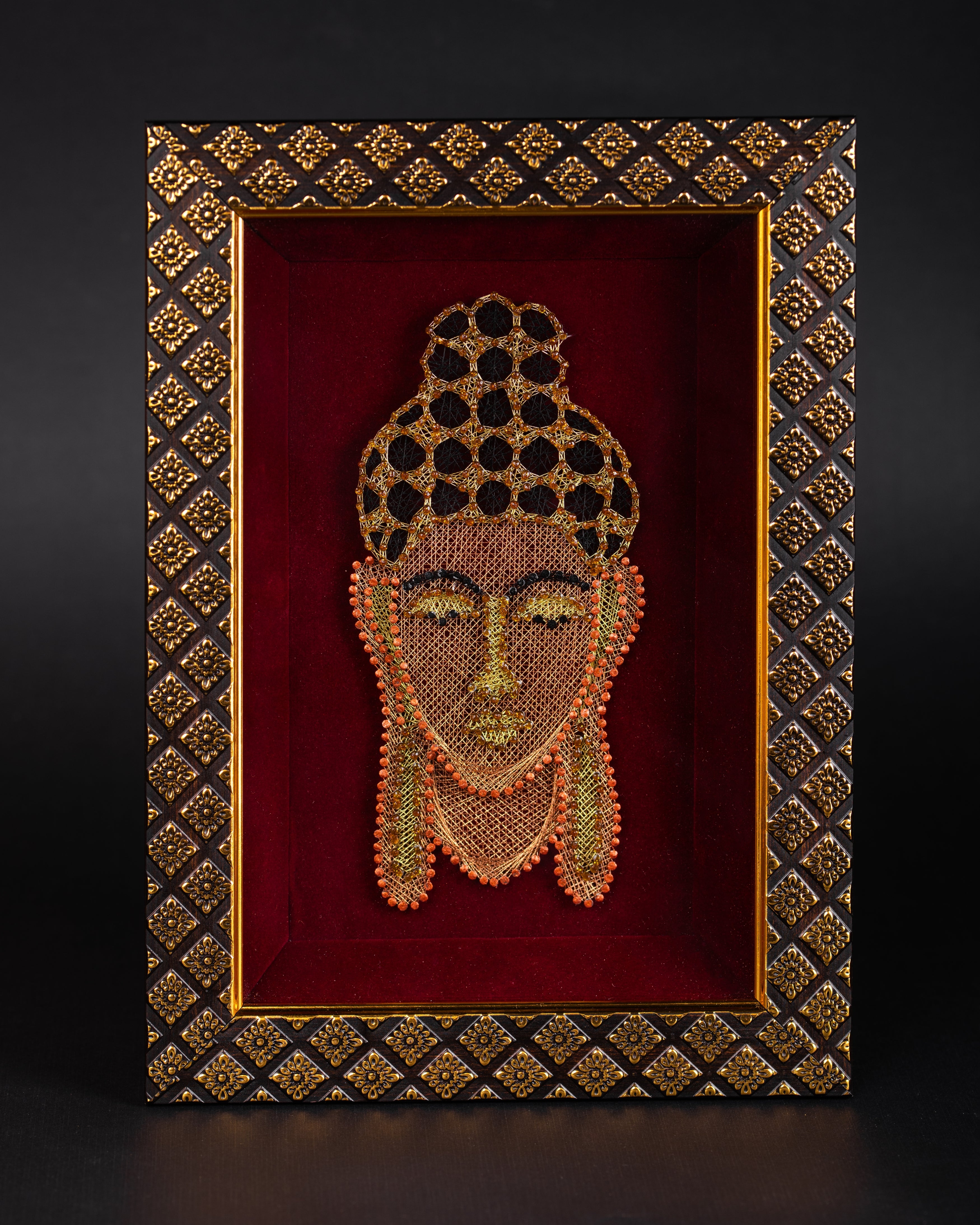 Framed Buddha Zardozi Art