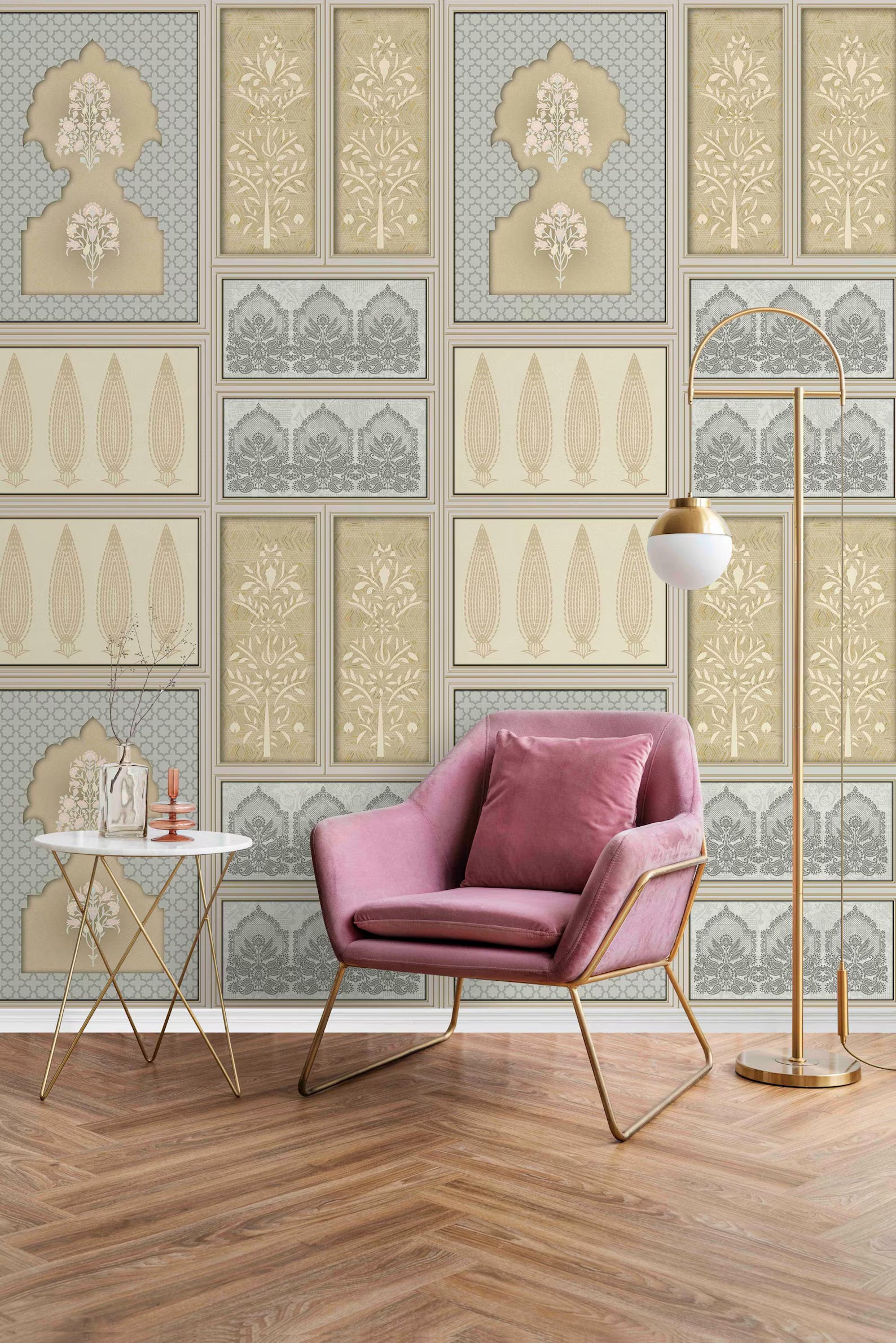 Gilded echoes patterned wallpaper - Customized traditional patterned wallpaper