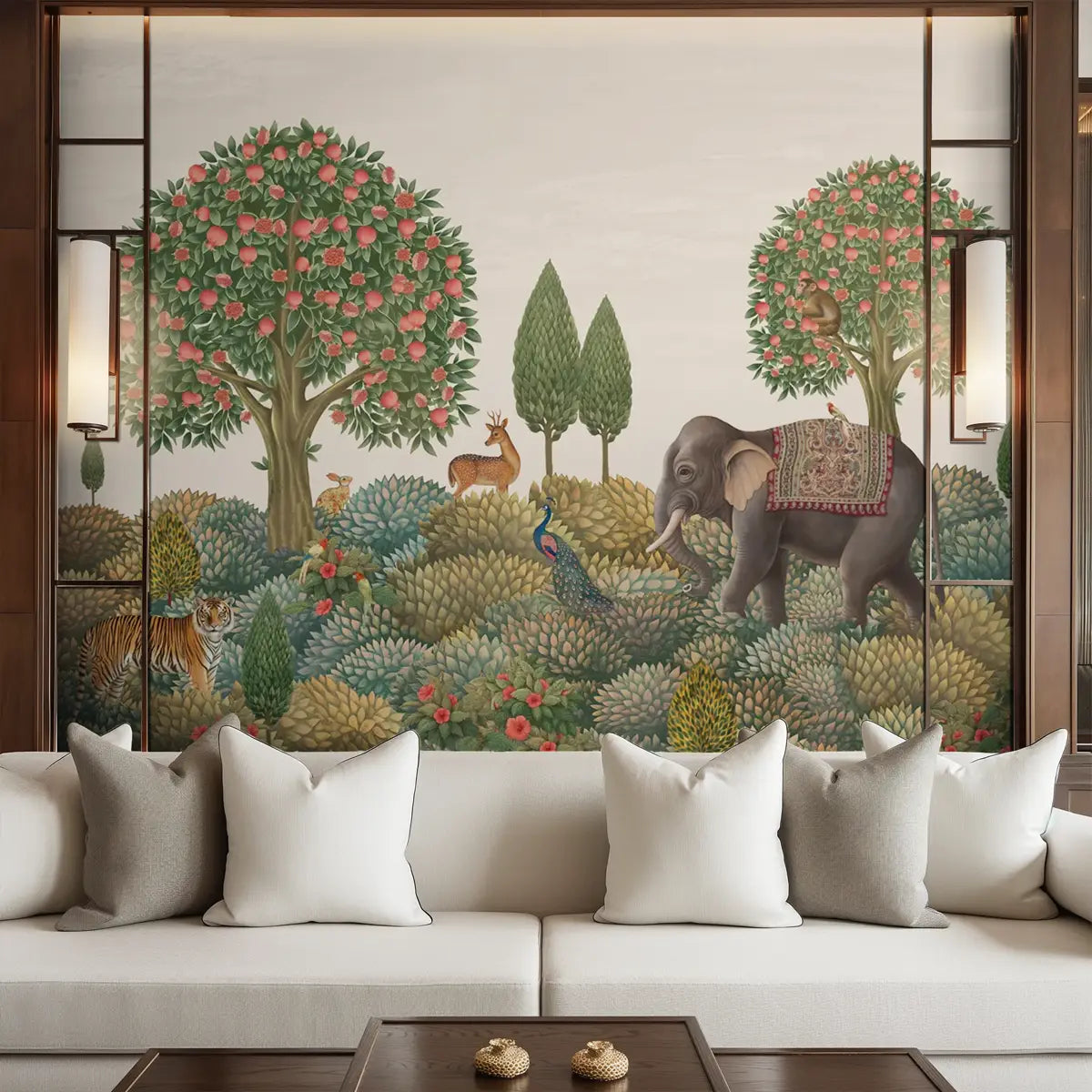 Rajasi Van - Customized Indian forest wallpaper with elephants and deer
