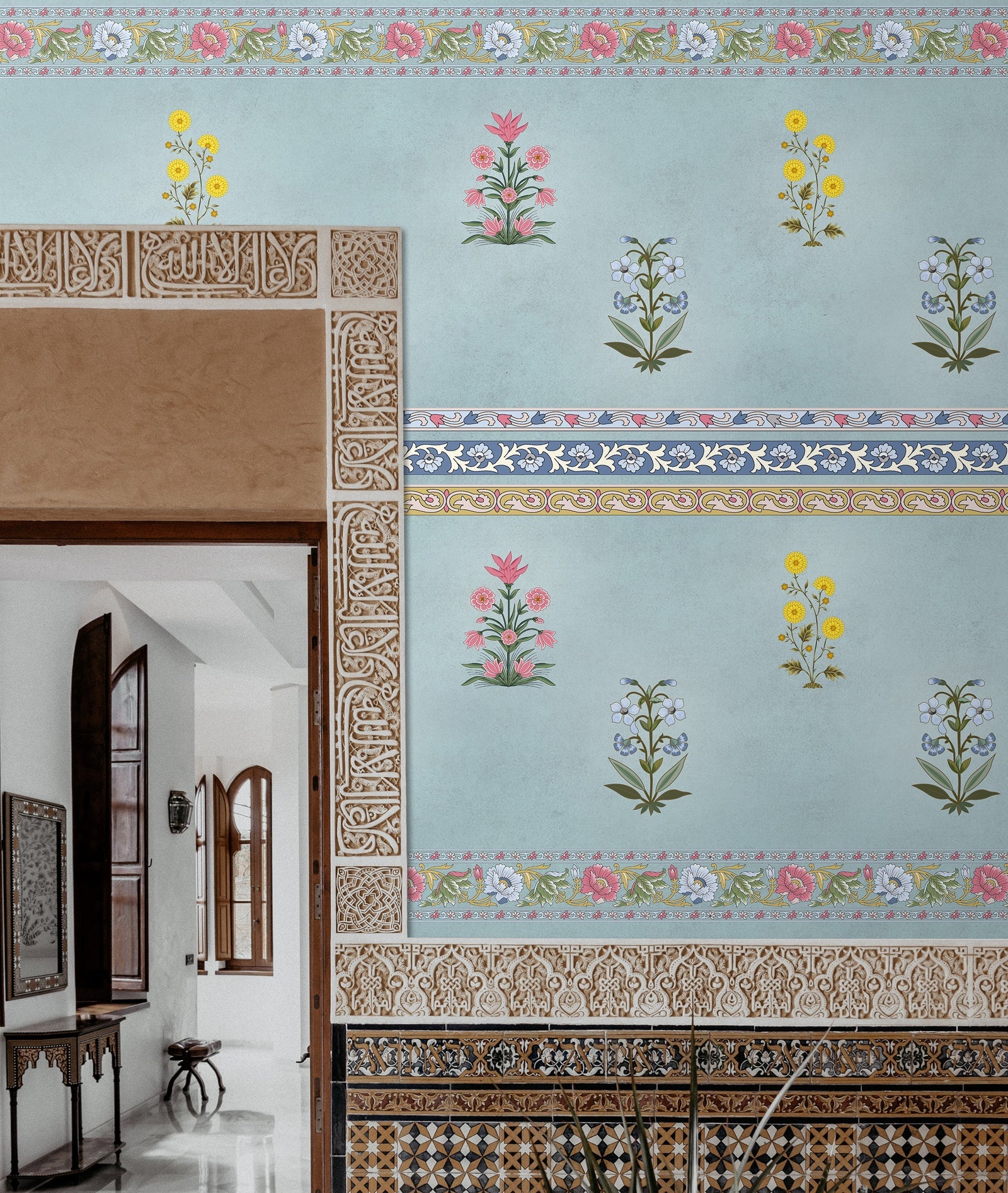Palace Pastels Sharmana wallpaper - customized Floral patterned wallpaper buy now