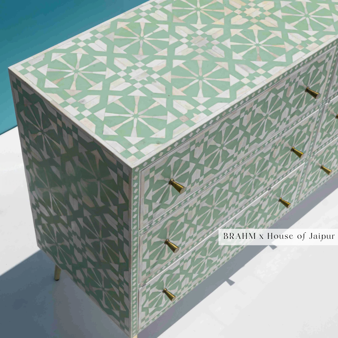 Bone Inlay Six Drawer Dresser