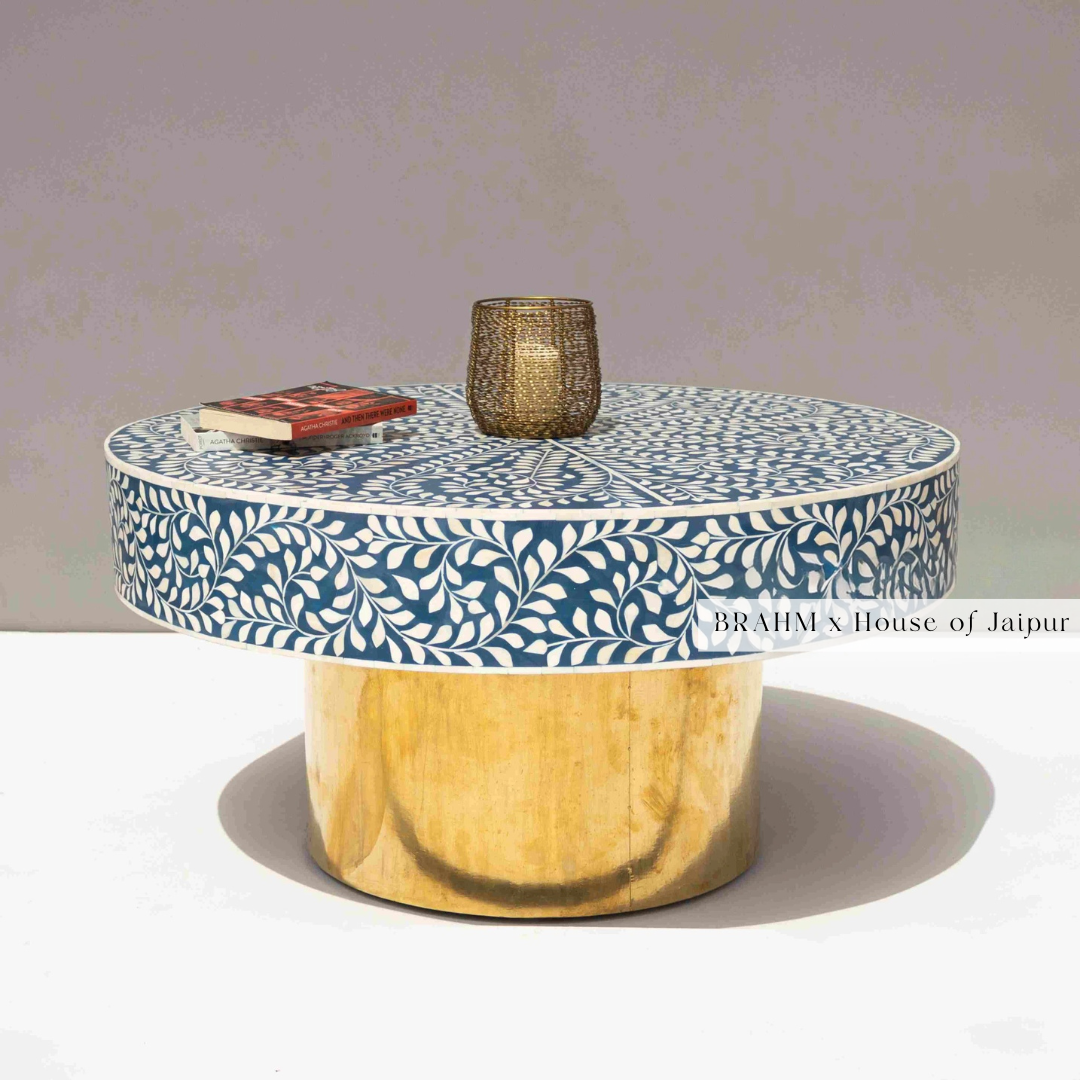 Bone Inlay Coffee Table Blue