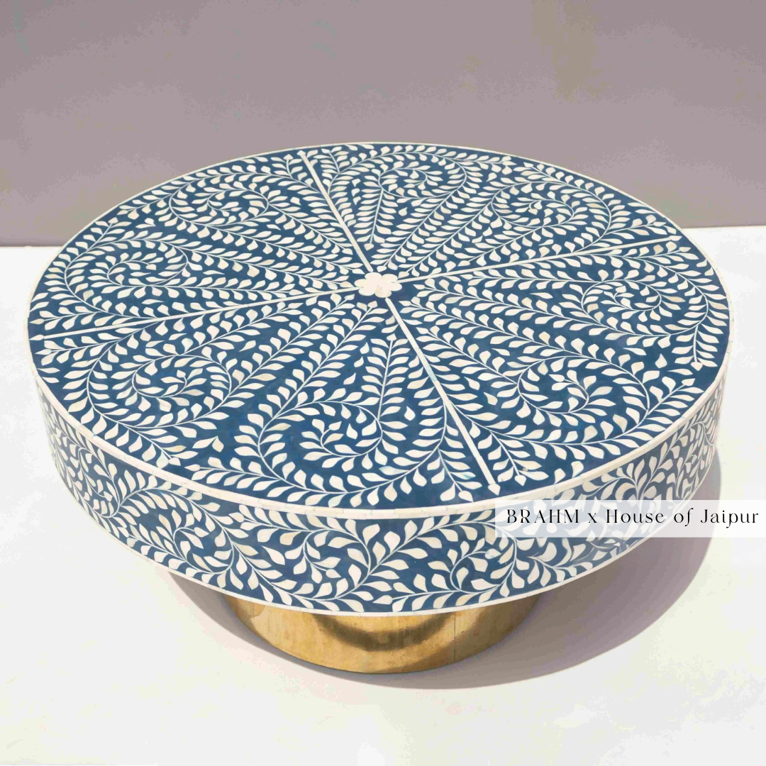Bone Inlay Coffee Table Blue