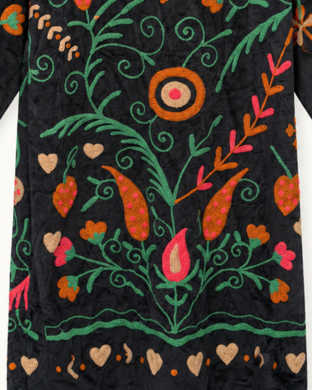 Rangrez Coat (Unisex) – Black Multicolour Embroidered Coat