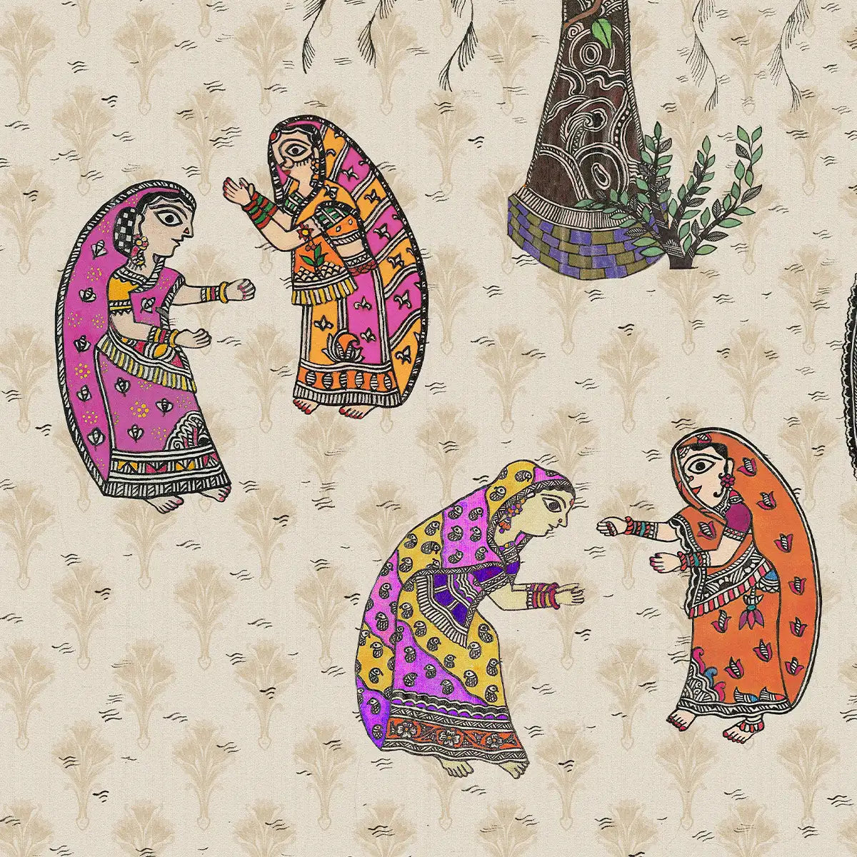 Madhubani: "Janakpuri Jharoka" Wallpaper