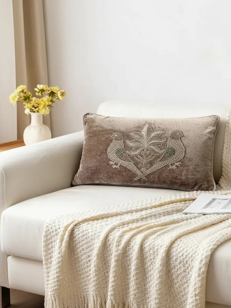 Noor Aviary Embroidered Cushion Covers – Set of Two