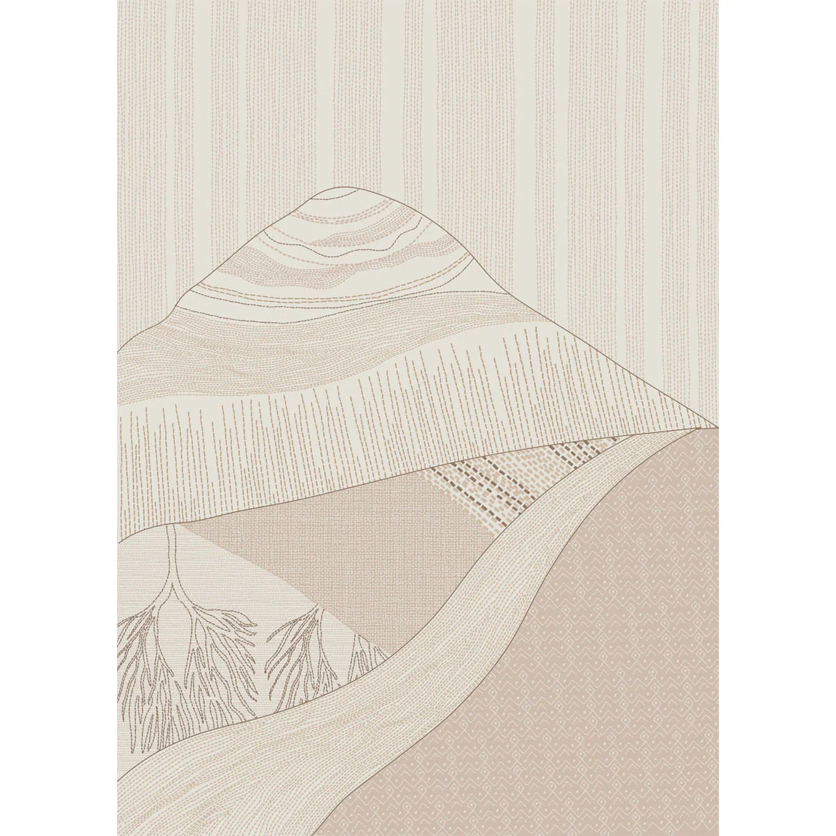 Modern abstract wall design inspired by Katha showcasing expansive horizons and balanced artistic composition