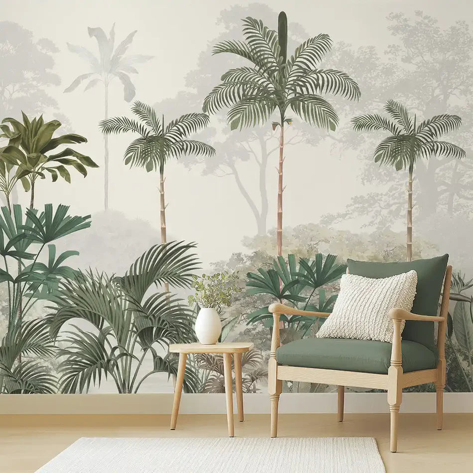 Kovalam forest wallpaper - Customized wallpaper with palm trees for living room
