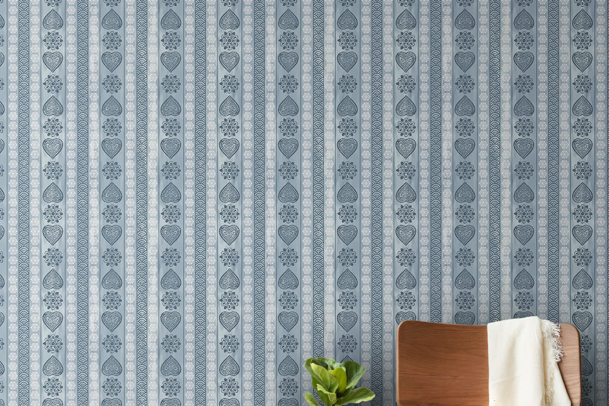 Rajasthani Elegance: "Sarangi" Wallpaper (Indigo)