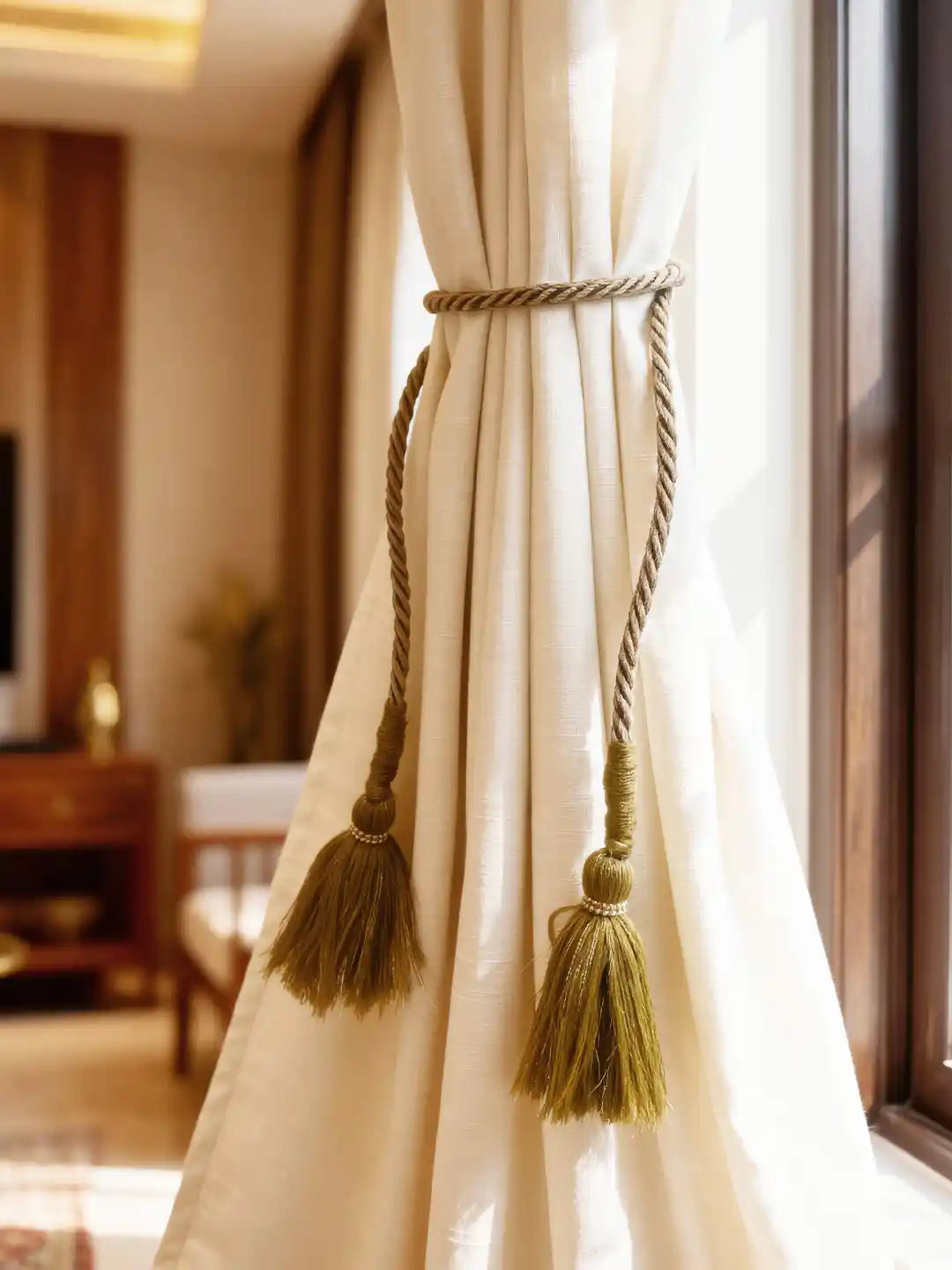 Mosswood Luxe Handcrafted Beaded Curtain Tieback