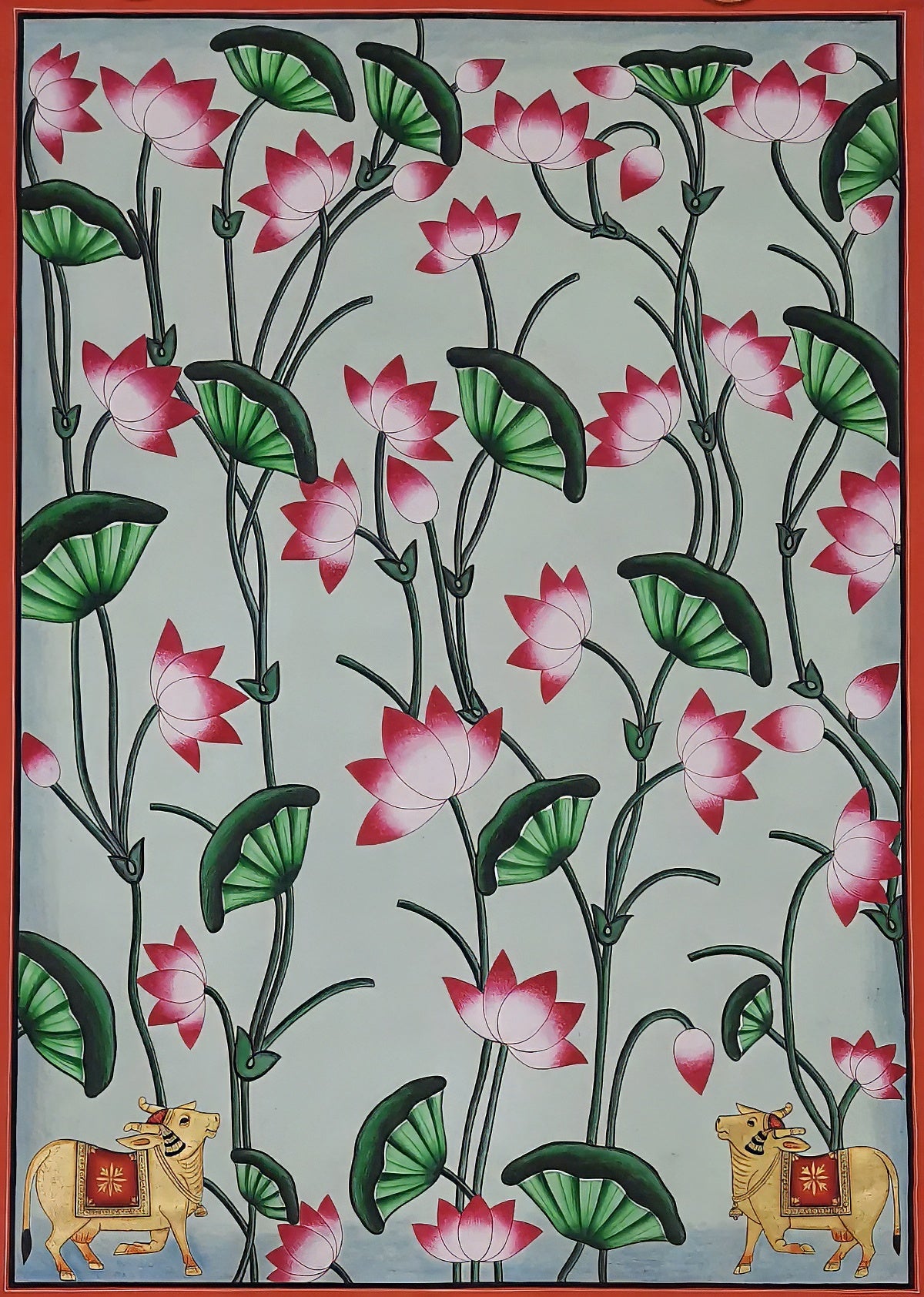 Sacred 'Kamal Talai' Painting: Divine Lotus Pond of Serenity