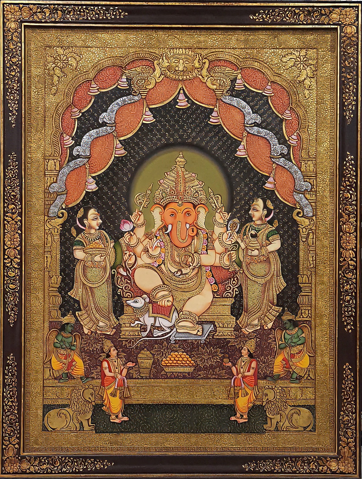 Lord 'Ganesh Tanjore' Painting: Harbinger of Blessings and Prosperity (24k Gold)