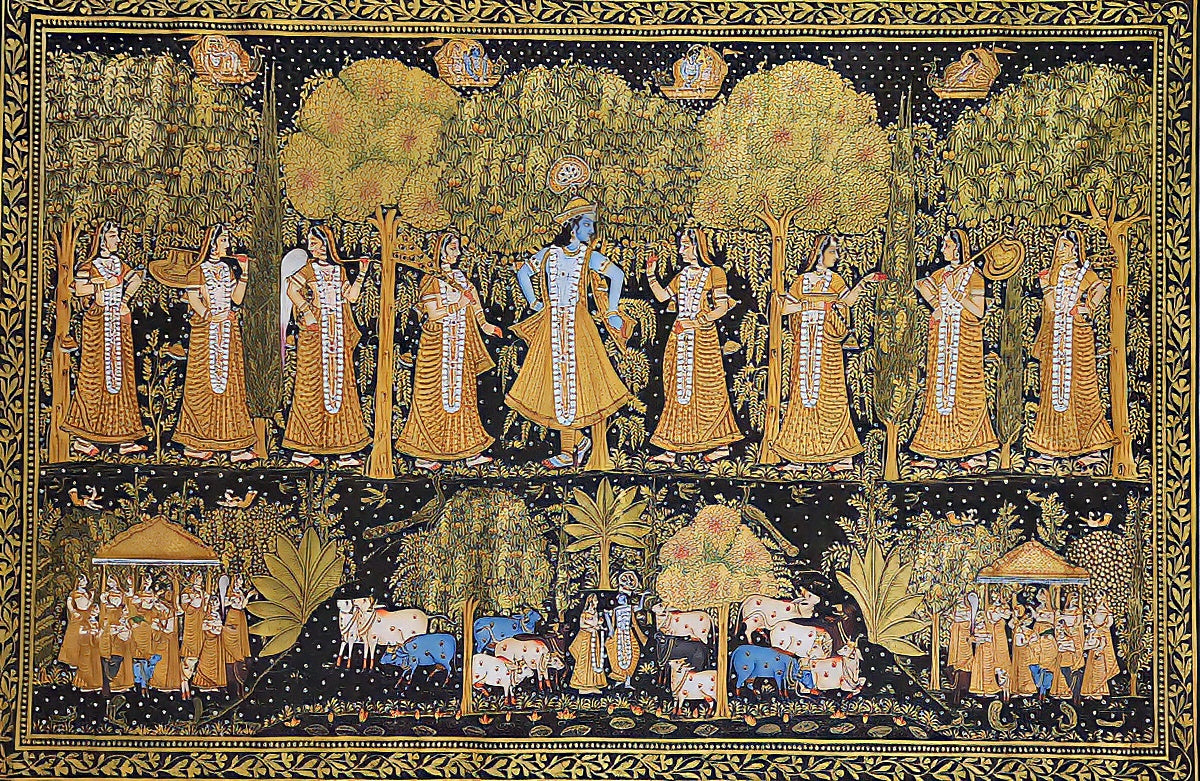 'Radha Krishna' Golden 'Pichwai' Painting
