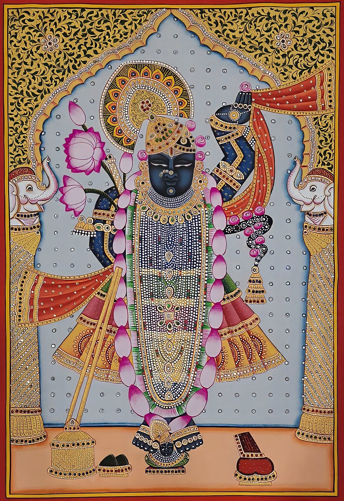 Lord 'Shrinathji Pichwai' Painting (24k Gold)