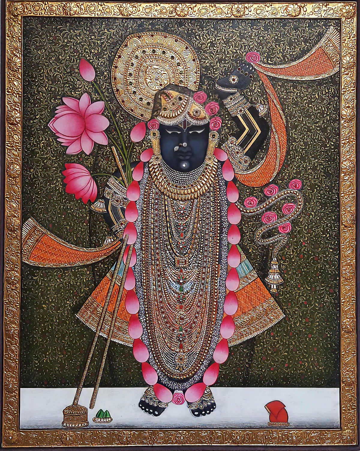 Lord 'Shrinathji Tanjore' Painting (24k Gold)