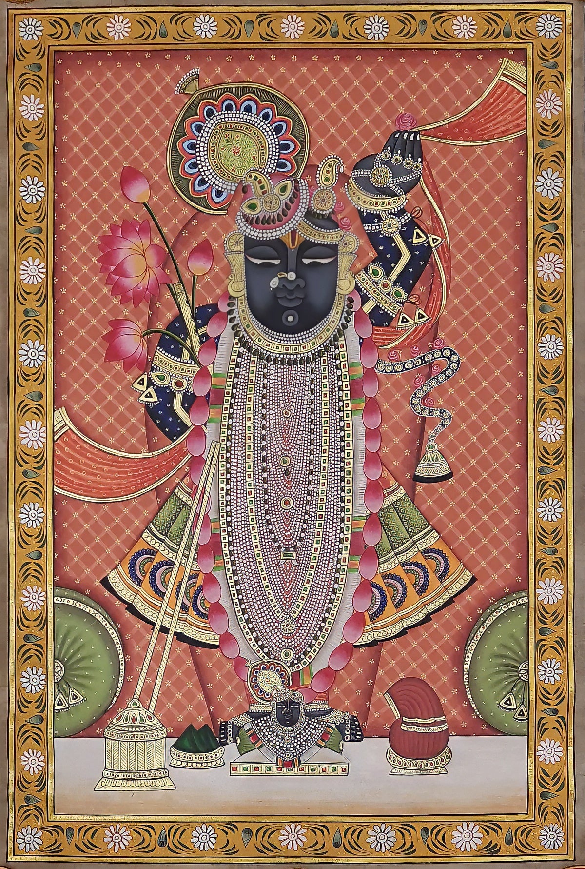 Divine 'Shrinathji Pichwai' Painting: Eternal Symbol of Devotion (24k Gold)