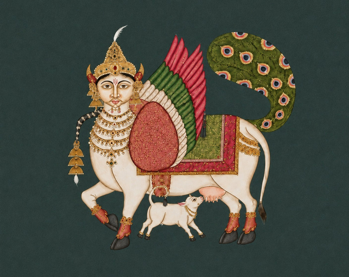 Pichwai - Kamadhenu: The Divine Cow of Abundance