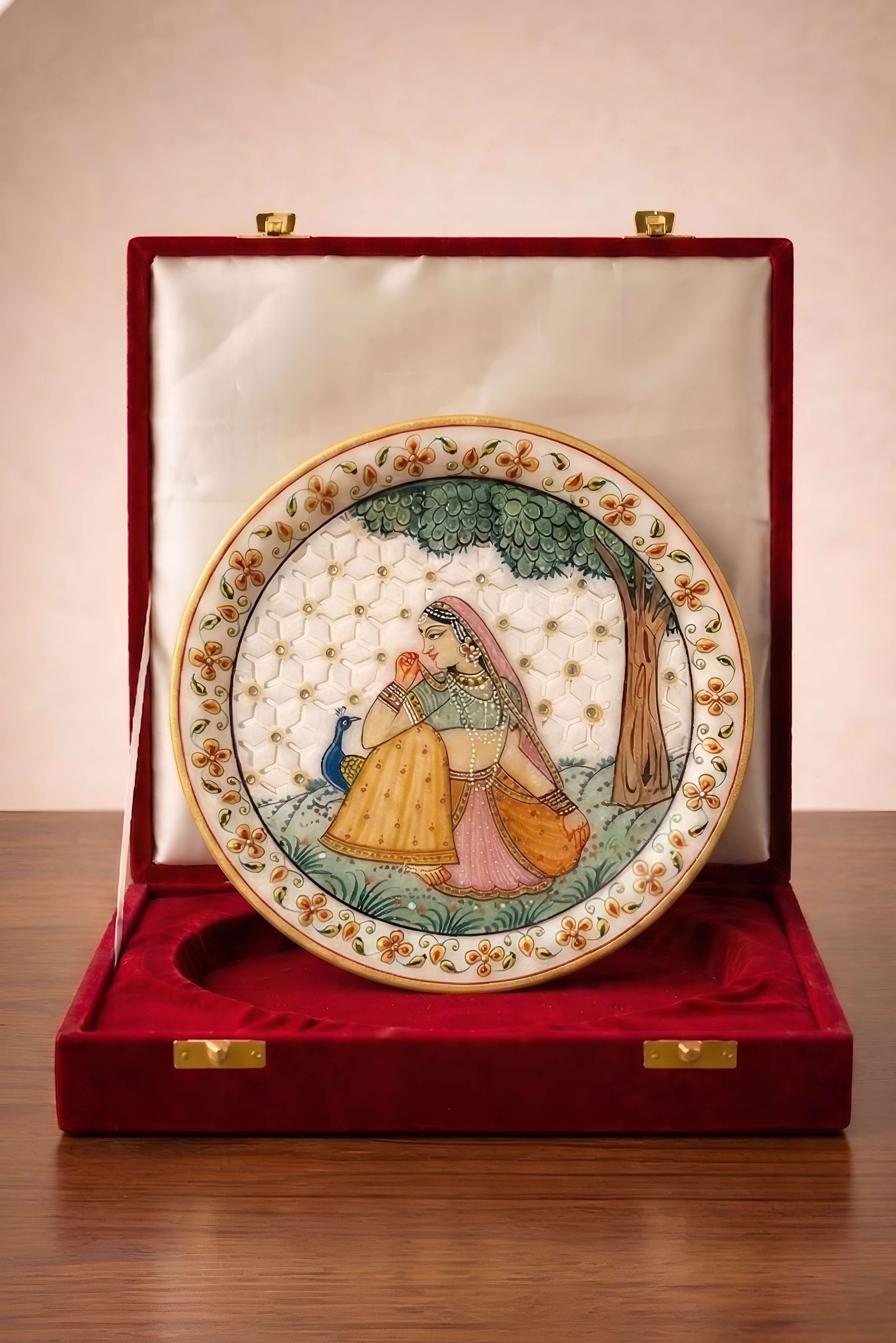 Garden Reverie of Rajputana – Rajasthani Miniature Marble Plate