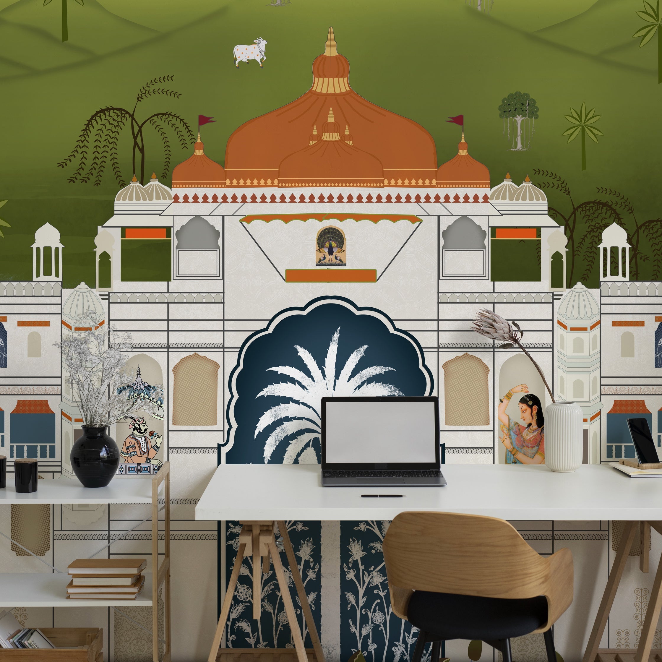 Udyan gardens wallpaper - Customized traditional garden and palace wallpaper by Brahm