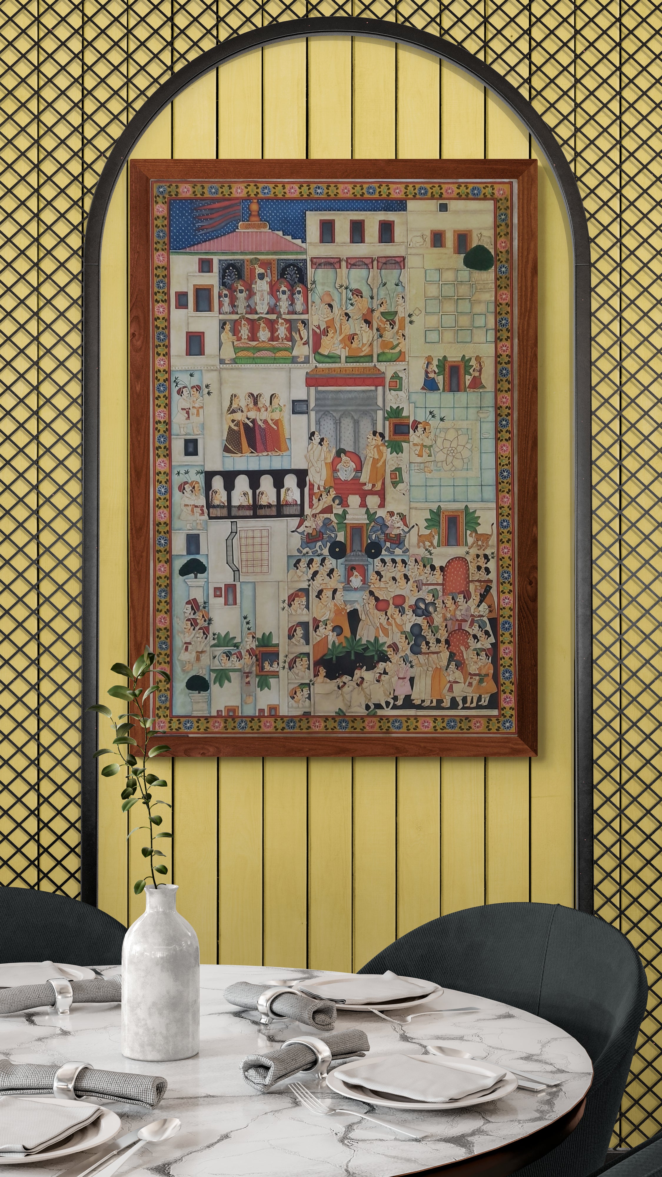 Pichwai- Lord Shrinathji Temple Painting - In 24k Gold