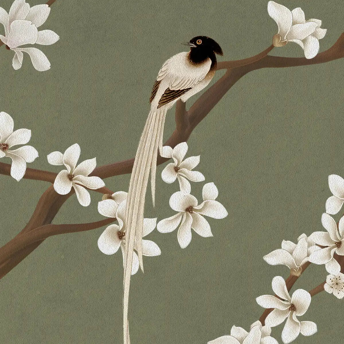 Saanjh Imperial wallpaper mural designed with expansive chinoiserie artwork to create a timeless and sophisticated interior statement